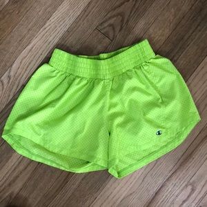 Neon green champion mesh shorts